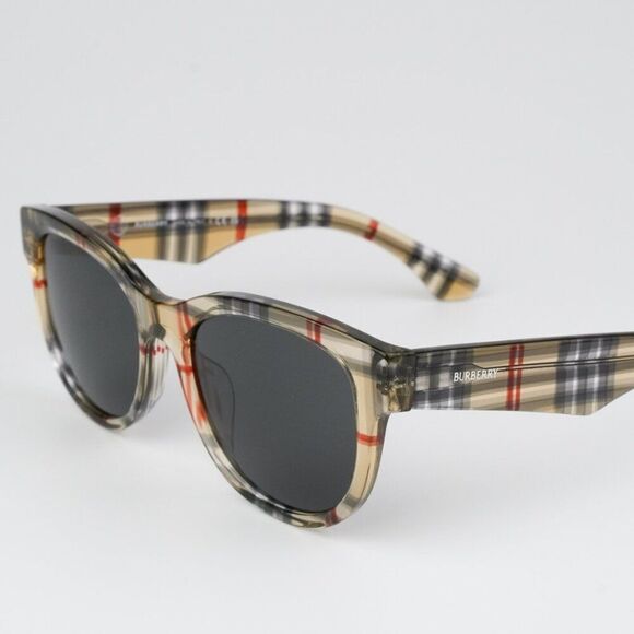 NEW Burberry BE4432U 412287 Vintage Check Dark Grey Oval Women Sunglasses - Picture 7 of 12